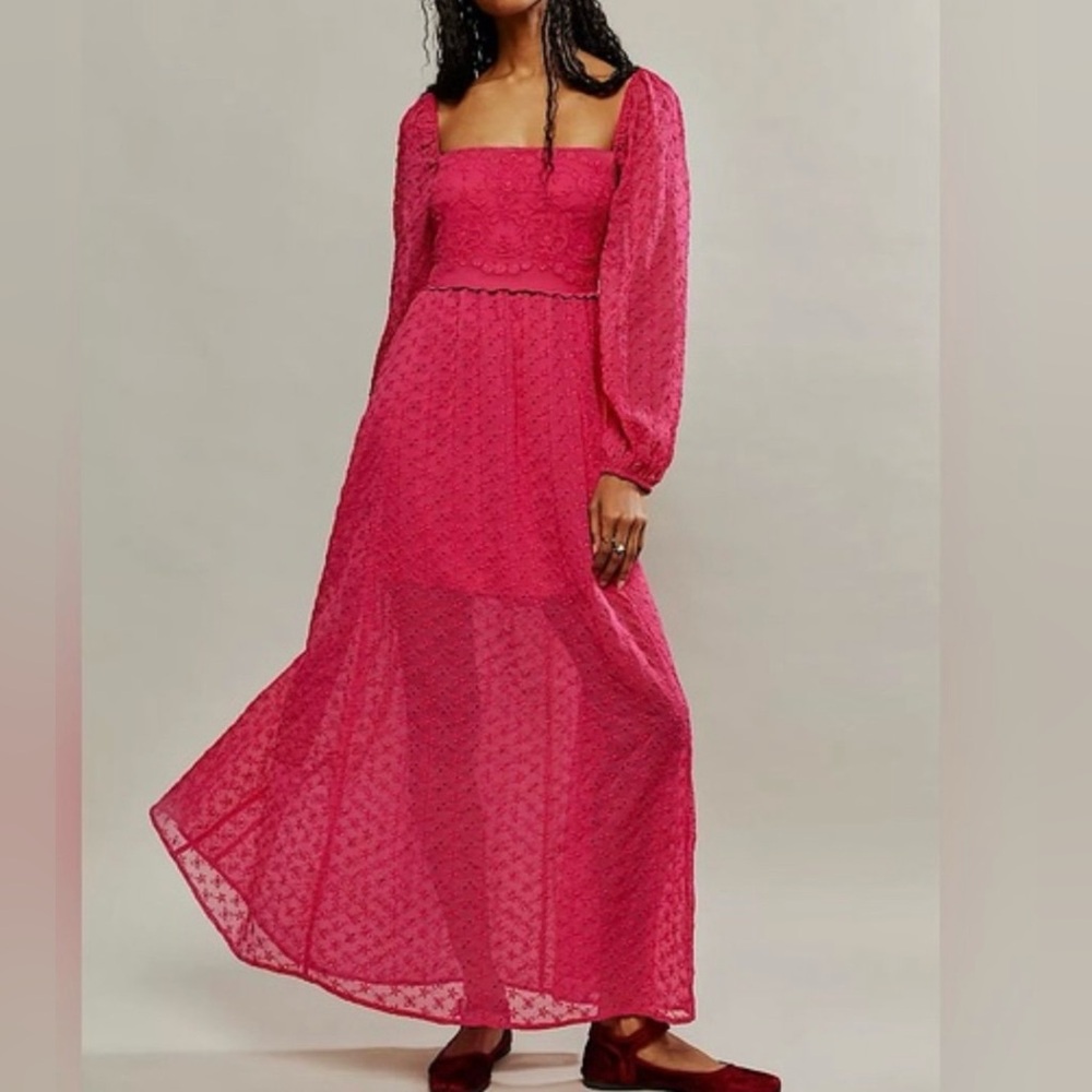 Free People Malina Maxi Dress In Strangelove Pink Sz S